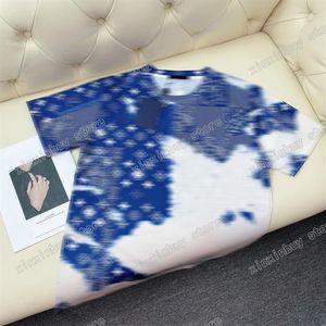 22ss Hombres Mujeres Diseñadores Camisetas Tee Tie Dye Camisas París Letra Algodón Manga corta Cuello redondo Streetwear Xinxinbuy Azul XS-L299G