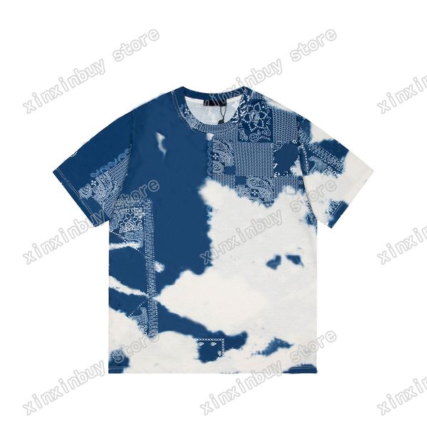 22SS Hommes Femmes Designers T-shirts Tee Tie Dye Imprimer manches courtes Col rond Streetwear blanc noir bleu xinxinbuy XS-L