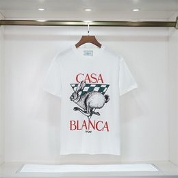 22ss camiseta masculina de qualidade com estampa Leeter manga curta gola redonda masculina antes e depois da impressão Moda Streetwear Casablanc S-3XL tops