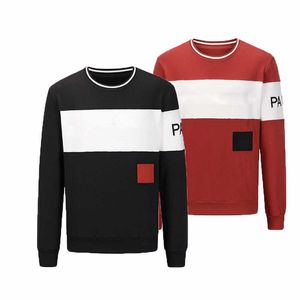 22SS Mens Fashion Sweatshirts Crew Neck Black en Red Solid Color Style High-End Design Sweatshirt Couple Tops