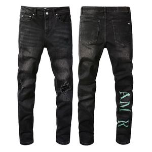 22SS Mens Jeans Distressed Motorcycle Biker Jean Rock Skinny Slim gescheurde gat Letter Bests Kwaliteitsmerk Hip Hop Denim Pants