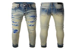 22SS Pantalones para hombres Jeans Skinny Jeans Light Wash Reped Long Blue Motorcycle Rock Revival Joggers True Religions Men tamaño 2840 18218473