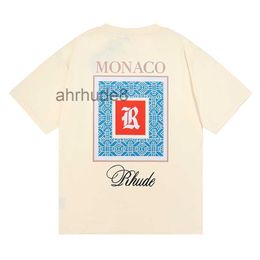 22SS Hommes T-shirts Femmes Designer Rhude Imprimé Mode Homme T-shirt Topquality Taille américaine M-XL W2QR