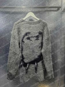 22SS MENS Women Designers Pullover Sweaters Luxe graffiti hondenprint Street lange mouw Black Gray XS-L