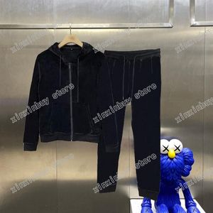 22ss heren dames ontwerpers trainingspakken fluwelen materiaal streetwear windjack mode trainingspak heren ontwerper zwart blauw xinxinbuy M-1783