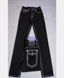 22SS NIEUWE MEN039S True Jeans Robin broek denimontwerper Donkere solide kleur rechte religie jean voor mannen trpants M29217490335