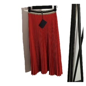 SS nieuwe vrouwen sexy rok zomer mesh jurk damesmeisjes ontwerper jurk lange stretch taille retro vaste geplooide letter print drres simia strand plooien jurken rode kleur