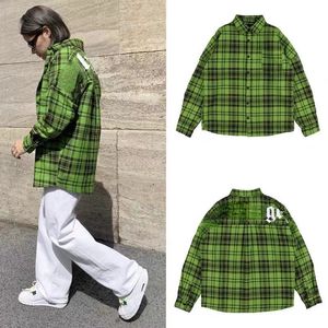 22ss PA Mens Casual Shirt Plaid Fleece Shirts American Hip Hop Hommes Femmes À Manches Longues Cardigan Manteau Ange Revers Veste