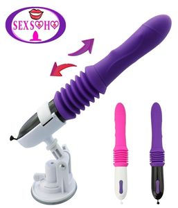 22SS Sex Toy Massager Machine Telescopic Dildo Vibrator Automatic Up Down Down Massager GSPOT Stake Intrekbare kut speelgoed volwassen vrouwen6721138