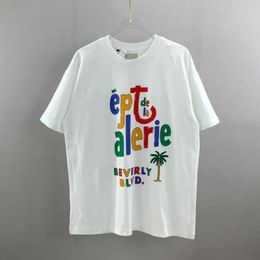 22ss Zomer VS Mode Kleurrijke Letters Print t-shirt Mannen Vrouwen Kokospalm Tee Street Casual Katoenen T-shirt