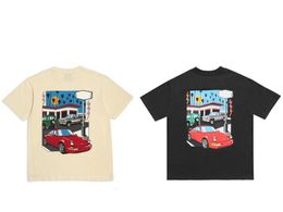 T-shirts masculins 22SS Unisexe Drive Thru Car Tee T-shirt Discours Vintage Skateboard Men Femmes High Street Casual Plus taille Tshirt Abricot Nouvelles couleurs