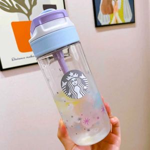 22ss Starbucks Gobelets Summer Star Purple Cold Kambukka Flip Outdoor Portable Straw Water Cup 520ml 5NX1