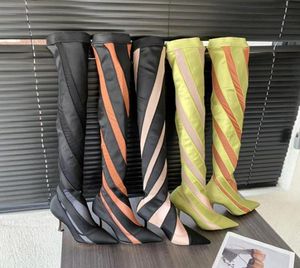 22SS Summer Over Knee High Boots Mesh Robe Toe Point Walking Long Boot Women Runway Motorcycle Bottises Socks Casual S7543764