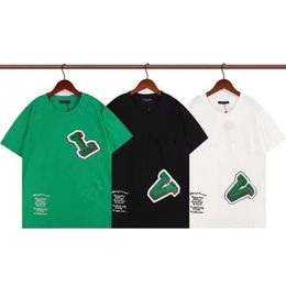 22SS Summer paris Camisetas para hombre camiseta de diseñador camiseta de carta de flocado de lujo camiseta Moda clásica verde para mujer de manga corta camiseta de algodón casual tops