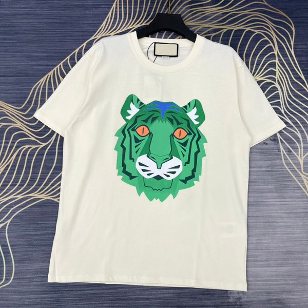 22SS Adolescent Haut De Gamme Couleur Tête De Tigre Imprimé Tee Été Hommes Femmes Couples Classique À Manches Courtes Casual Simple Respirant High Street T-shirts TJAMTX034