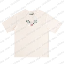22ss Mujeres Diseñadores camiseta polo Bádminton raqueta bordado manga corta Hombre Cuello redondo algodón Streetwear negro blanco xinxinbuy XS-L