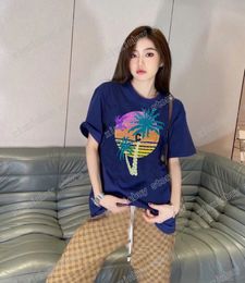 22ss femmes Designers T-shirts tee soleil cocotier coton manches courtes homme ras du cou paris Streetwear noir xinxinbuy S-2XL