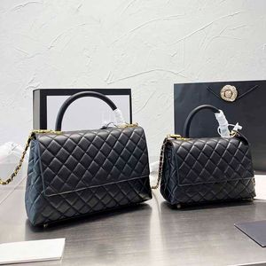 22Ss Femmes Flap Co Poignée Sac Fourre-Tout De Haute Qualité En Cuir De Veau Caviar Noir Designer Sacs À Main Or Matériel Avec Chaîne En Cuir Cross Body