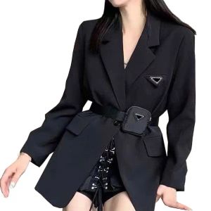 22SS Femmes Veste Casual Blazers Style avec ceinture Corset Lady Slim Fashion Vestes Poche Outwear Manteaux chauds S-L coupe-vent 2023 automne