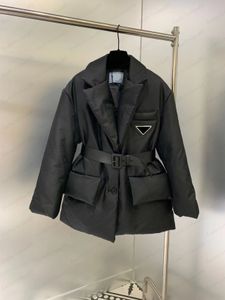 22SS damesjas designer vest met trekkoord dames slanke mode jas driehoek label zak bovenkleding warme jassen S-L