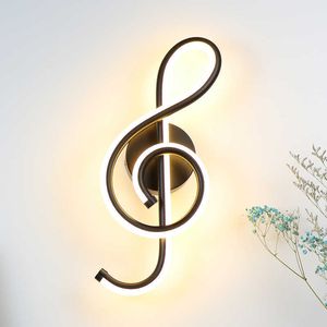 22W LED Lámpara de pared Dormitorio al lado de la pared Luz Música Clef Forma Hogar Interior Sala de estar Decoración Iluminación AC90-260V Negro / Blanco 210724