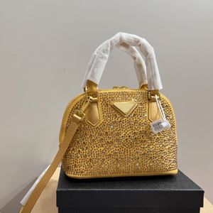 22x17 cm ontwerpers vrouwen crossbody tassen luxe aktetassen merk nylon messenger envelop tas mode porties shell tas bedekt met diamant kristal top p driehoek