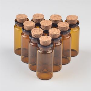 22x50x12.5 mm 10 ml lege amber kleine glazen flessen met kurken mini glazen flesjes containers geschenken potten flessen 100 stuks