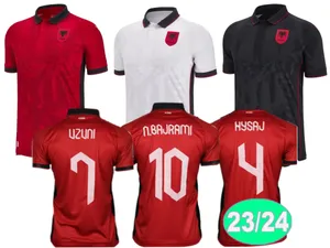 23 2024 25 Albanië Nationaal Team UZUNI Voetbalshirts heren HYSAJ LENJANI ABRASHI RAMADANI Thuis Rood Uit Wit 3e Zwart Voetbalshirts Uniformen