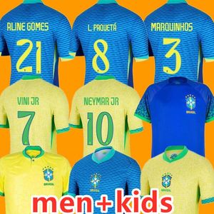 23 Brazilië voetbalshirt 2024 NEYMAR JR Brasil CASEMIRO Nationaal team G.JESUS P.COUTINHO Thuis Uit Heren Kinderen L.PAQUETA T.SILVA PELE MARCELO VINI JR Voetbalshirt Uniform