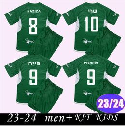 23 2024 Maccabi Haifa Kids Kit Voetbalshirts PIERROT MOHAMED HAZIZA CHERY DAVID CORNUD SECK Thuisvoetbalshirt