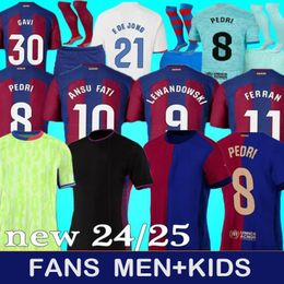 23 24 25 Barcelones Jersey Gavi Lewandowski Pedri FC Ferran Camiseta de Football Shirt Auba Joao Cancelo Men Sets Jersey uniforme