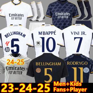 23 24 25 Bellingham Soccer Jerseys Mbappe Vini Jr Tchouameni 2024 Kirt de football Real Madrids Jersey Camavinga Rodrygo Modric Men Kid Kit Uniforms Fans Joueur