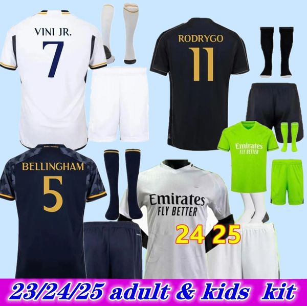 23 24 25 BELLINGHAM VINI JR Maillots de football KROOS Tchouameni 2024 Kit enfants adultes Maillot de football Real Madrids CAMAVINGA Rodrygo MODRIC VALVERDE Camisetas