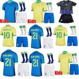 23/24/25 Braziliës Classic Children's Clothing Soccer Jerseys L.Paqueta Neymar Vini Jr.23 P.Coutinho voetbalshirt G.Jesus T.Silva Bruno G. Pele Casemiro Kids Sets Jersey
