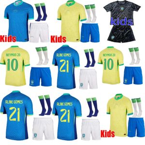 23/24/25 Brasils Classic Children's Clothing Soccer Jerseys L.Paqueta Neymar Vini Jr.23 P. COUTINHO Camisa de fútbol G.Jesus T.Silva Bruno G. Pele Casemiro Kids Jersey