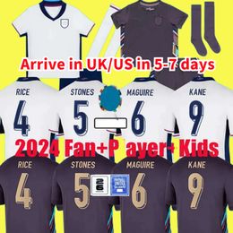 24 25 Engeland voetbalshirt Bellingham Rashford Kane 2024 Euro Cup 2025 Soccer Jerseys National Team Home White Away Away Purple Men Kids Kit Set Women Saka Rice
