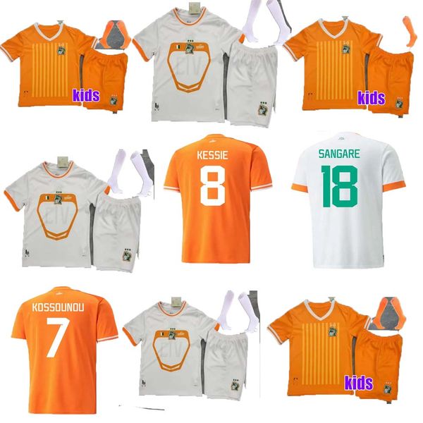 23 24 25 fans 3 étoiles trois maillots de football Côte d'Ivoire équipe nationale à domicile Côte d'Ivoire DROGBA KESSIE Maillots de football Uniformes Coupe d'Afrique enfants ensemble