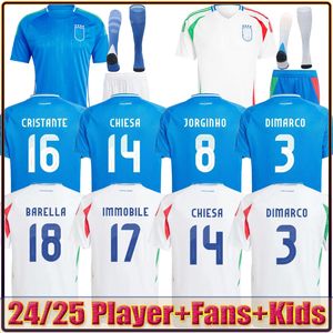 23 24 25 Italia Chiesa Soccer Jerseys 2024 Home and Away Italie Raspadori Verratti Barella