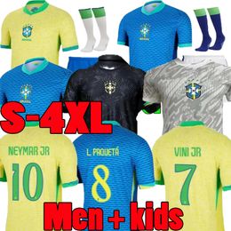 3xl 4xl 24 25 Braziliës voetbaltruien Camiseta de futbol Paqueta Raphinha voetbalhirt Maillots Marquinhos Vini Jr 2024 Brasil Richarlison Men Kids Woman Neymar