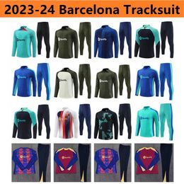 23/24 25 enfants Barcelone demi-fermeture éclair veste football survêtement costume d'entraînement hommes football chandal futbol ANSU FATI MEMPHIS chandal jogging Survetement maillots