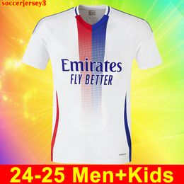 23 24 25 Lyon Soccer Jerseys Maillot de Foot Caqueret OL 2024 2025 Football Shirt Aouar Barcola Castello Jr Cherki Boateng Dembele Gusto Men Kids Kit Kit Uniforms 333