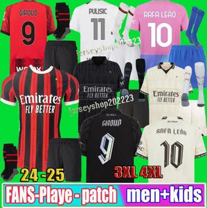 23 24 25 Maglia Milan Giroud Rafa Leao Pulisic 4th Soccer Jersey Kid Kit 2024 2025 Home Away 3rd Football Shirts Calcio Maillot Tomori Theo Pleasures Fourth Ac