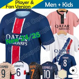23 24 25 Maillot Mbappe Soccer Jersey Kid Kit 2024 2025 Paris Home Away Third 3rd Fourth Football Shirts Hakimi Vititinha Kolo Muani O.dembele G.Ramos Men Plus Size 3xl 4xl