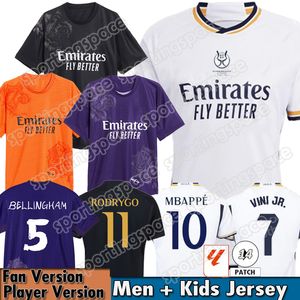 23 24 25 MBAPPE BELLINGHAM Real MaDrIDs Soccer Jersey Y 3 Kit para niños Local Visitante Tercera Cuarta camiseta de fútbol Camisetas RODRYGO VINI JR Talla grande 4XL Portero Púrpura Negro