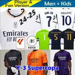 23 24 25 Mbappe Bellingham realiseert Madrids voetbaljersey Y-3 Kids Kit 2024 Home Away Third Y3 Football Shirt Camiseta Rodrygo Vini Jr Plus Size 4xl Purple Black Orange