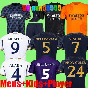 23 24 25 Mbappe Bellingham realiseert Madrids voetbaltruiens Sets Y-3 Kids Kit 2023 2024 Home Away Third Camiseta Rodrygo Vini Jr Plus Purple Black Orange Y3 voetbalshirt