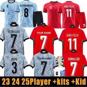 23 24 25 Portugal voetbaltruien Ronaldo Retro lange mouwen Portugees truien Joao Felix Ruben Neves Diogo Portugieser Portugal voetbalshirt Team Men Kids Kit SSS