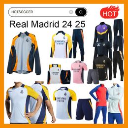 24 25 Real Madrid Half Zip en korte mouwen sportkleding en jassen Men en kinderen Half Zip Jacket voetbal Sportswear Set tracksuit 2024 2025 Madrid Sportswear