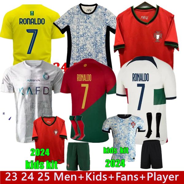 23 24 25 S-4XL Al Nassr FC Ronaldo Soccer Jerseys Kit 2023 2024 2025 Portugués Bruno FERNANDES DIOGO J. DANILO Portuguesa FANS Portugieser Hombres Niños Camiseta de fútbol niños