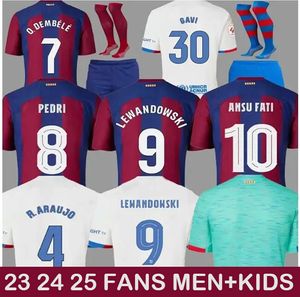 23 24 25 Spa Barcelones Soccer Jersey Gavi Lewandowski Raphinha Pedri Fc Ferran Camiseta de Football Shirt Auba Joao Annulo Men Kids sets Jersey Equipment